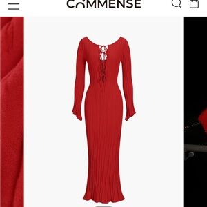 Tie-Front Backless Lace Up Sweater Long Dress × 1